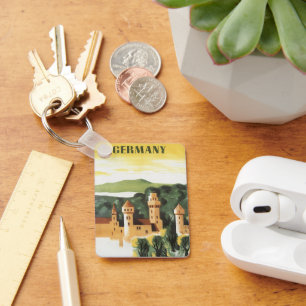 Llavero Baviera, Alemania, arte de viaje vintage castillo 