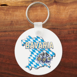 Llavero Baviera Alemania Retro Estado Federal Mapa Edelwei
