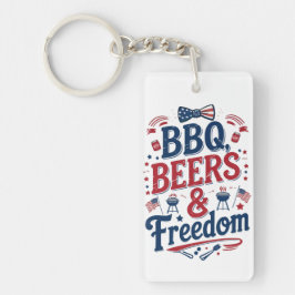 Llavero BBQ, Beers & Freedom – Retro 4th of July Vibes