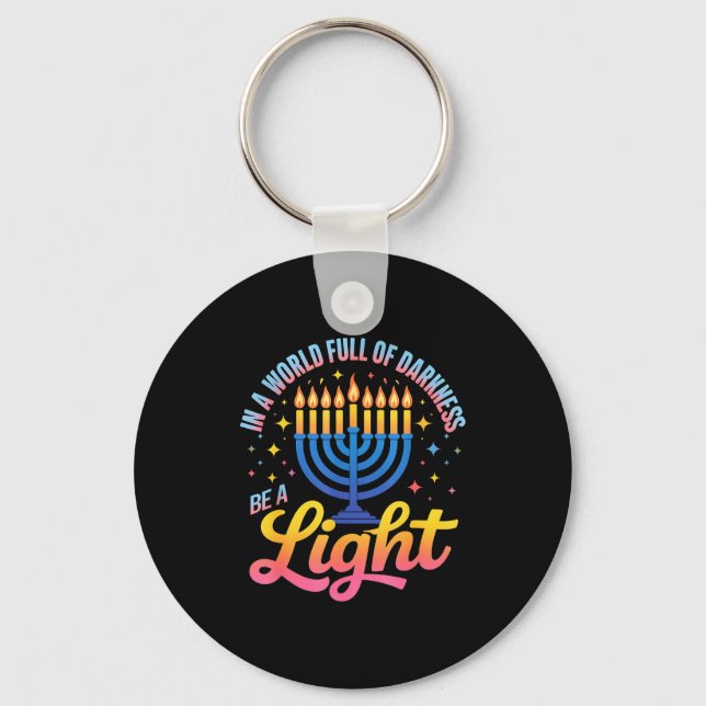 Llavero Be A Light Happy Hanukkah Menorah Jewish Gift  (Anverso)