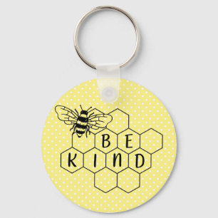 Llavero Be Kind Bumble Bee Yellow Polka Dot