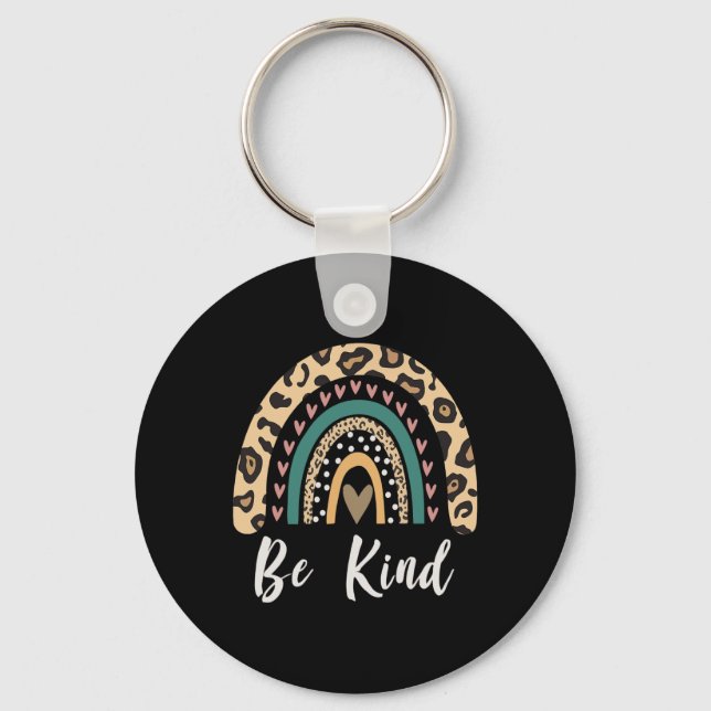 Llavero Be Kind Leopard Rainbow Kindness Gir Inspirador (Anverso)