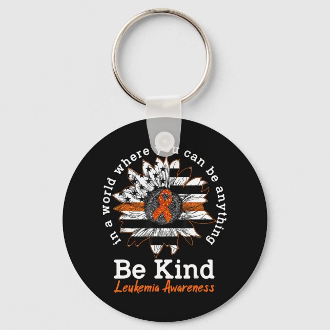 Llavero Be Kind Naranja Ribbon Sunflower Amabilidad Leucem (Anverso)