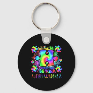 Llavero Be Kind Puzzle Pieces Tie Dye Autism Awareness Mon