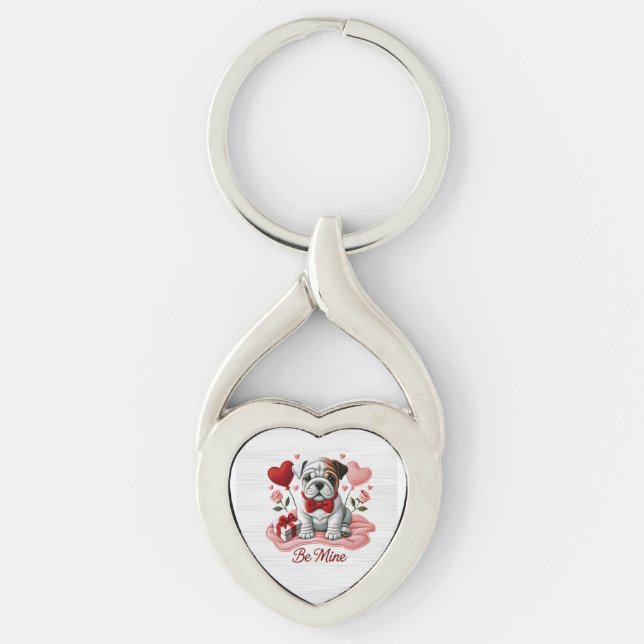 Llavero Be Mine English Bulldog Valentine Keychain (Anverso)