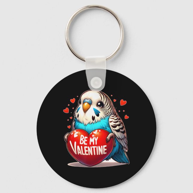 Llavero Be My Valentine Budgie Heart  (Anverso)