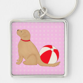 Llavero Beach Days Dog Candy Cotton Pink Key Chain Silver