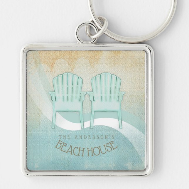 Llavero Beach House Adirondack Chairs Aqua Blue ID623 (Frente)