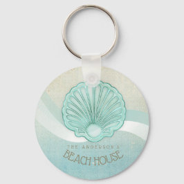 Llavero Beach House Clam Shell Aqua Blue ID623