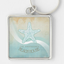 Llavero Beach House Nautical Starfish Aqua Blue ID623