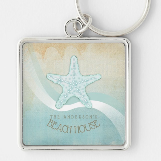 Llavero Beach House Nautical Starfish Aqua Blue ID623 (Frente)
