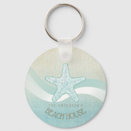 Llavero Beach House Nautical Starfish Aqua Blue ID623