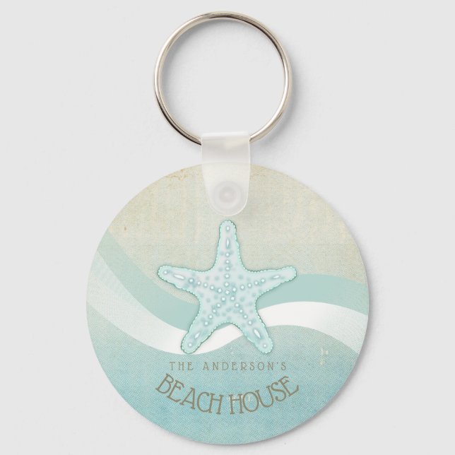 Llavero Beach House Nautical Starfish Aqua Blue ID623