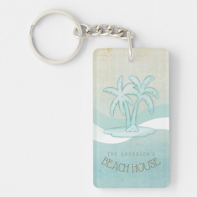 Llavero Beach House Palm Trees Aqua ID623 (Frente)