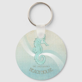 Llavero Beach House Seahorse Aqua Blue ID623