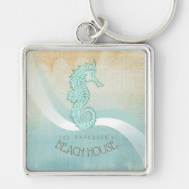 Llavero Beach House Seahorse Aqua Blue ID623