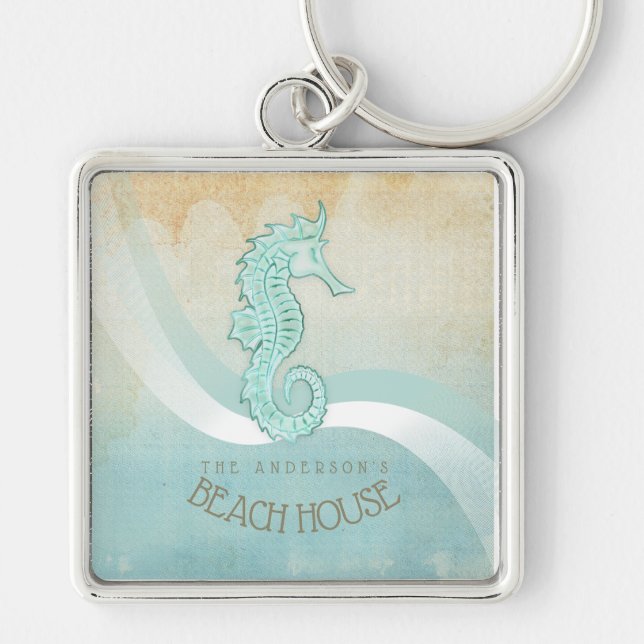 Llavero Beach House Seahorse Aqua Blue ID623 (Frente)