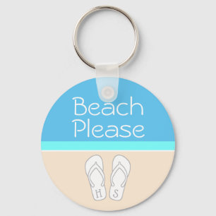Llavero Beach Please Monogram Flip-Flops Moderno Template