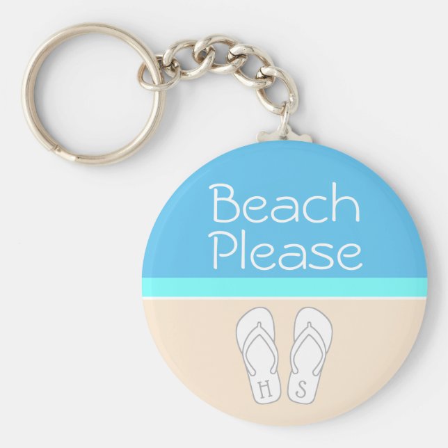 Llavero Beach Please Monogram Flip-Flops Moderno Template (Frente)