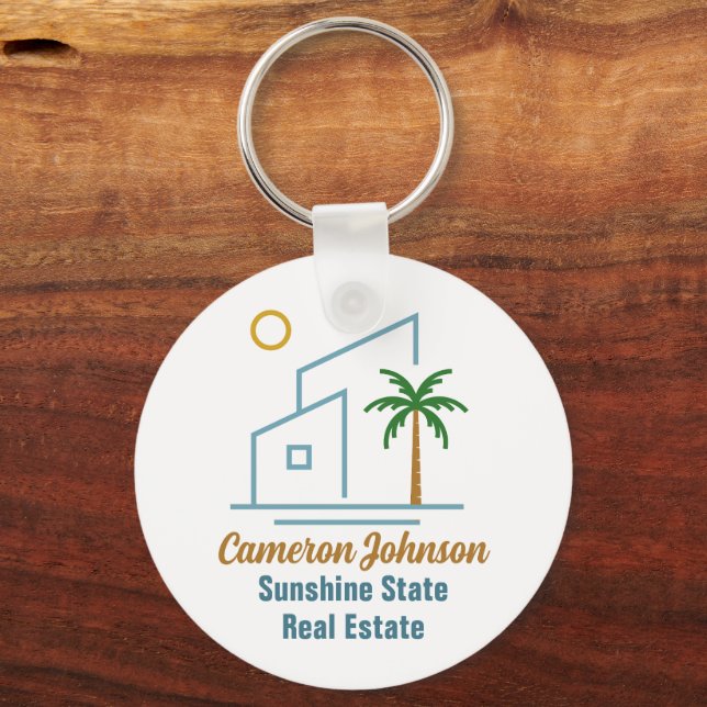 Llavero Beach Real Estate Company Cute Personalizable (Anverso)