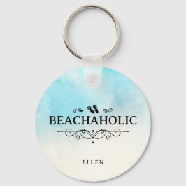 Llavero Beachaholic Acuarela Playa Personalizada