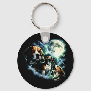 Llavero Beagle Aullando a la Luna – Perro de Caza Nocturno