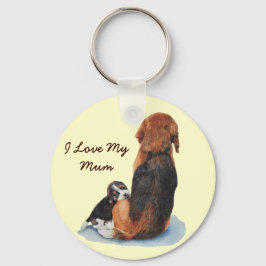Llavero Beagle cachorro con perro de mamá