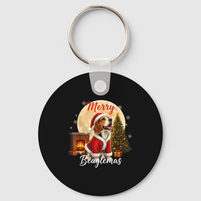 Llavero Beagle Christmas Beagle Costume Beagle Xmas Merry  (Anverso)