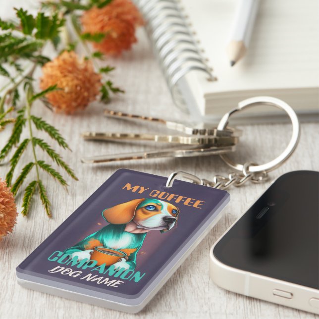Llavero Beagle Coffee Companion Funny Beagle Dueño (Frente Derecha)