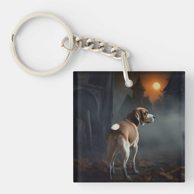 Llavero Beagle de Halloween de Terror (Frente)