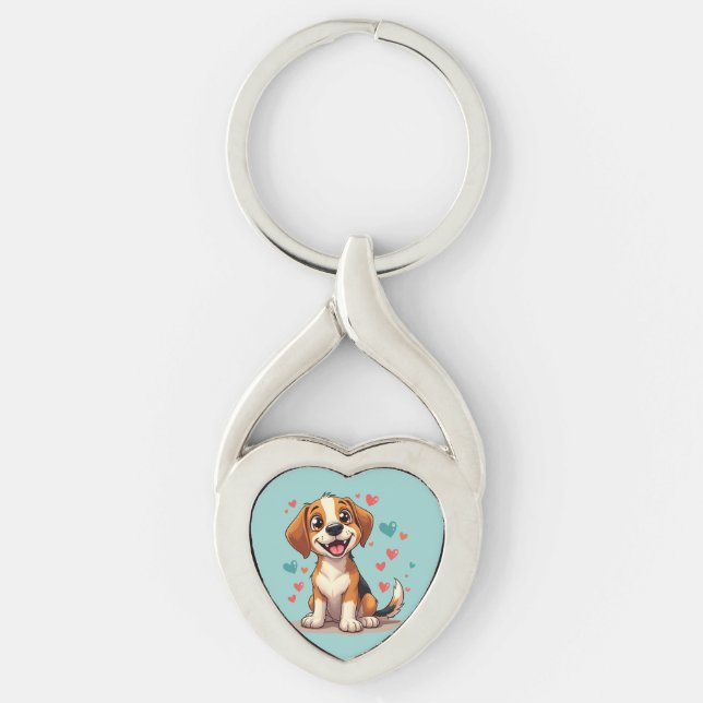 Llavero Beagle de Kawaii con perro lúgubre (Anverso)