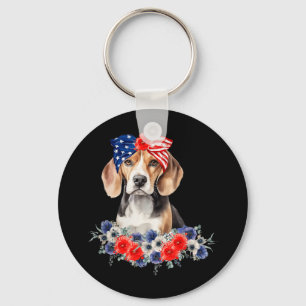 Llavero Beagle Dog Bandana Bandera Estadounidense 4 De Jul