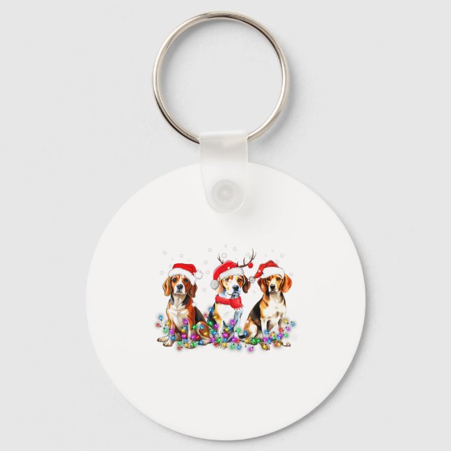 Llavero Beagle Dog Christmas Lights Cute Pet Matching Fami (Anverso)