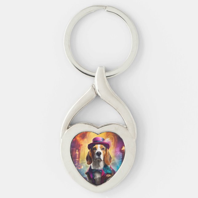 Llavero Beagle en traje vibrante (Anverso)