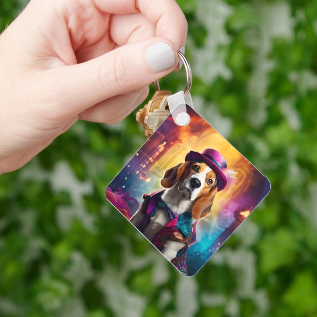 Llavero Beagle en traje vibrante (Mano)
