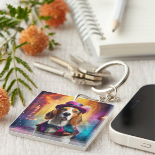 Llavero Beagle en traje vibrante