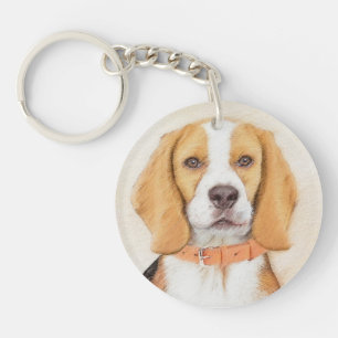 Llavero Beagle Hound Dog Pintura original de animales