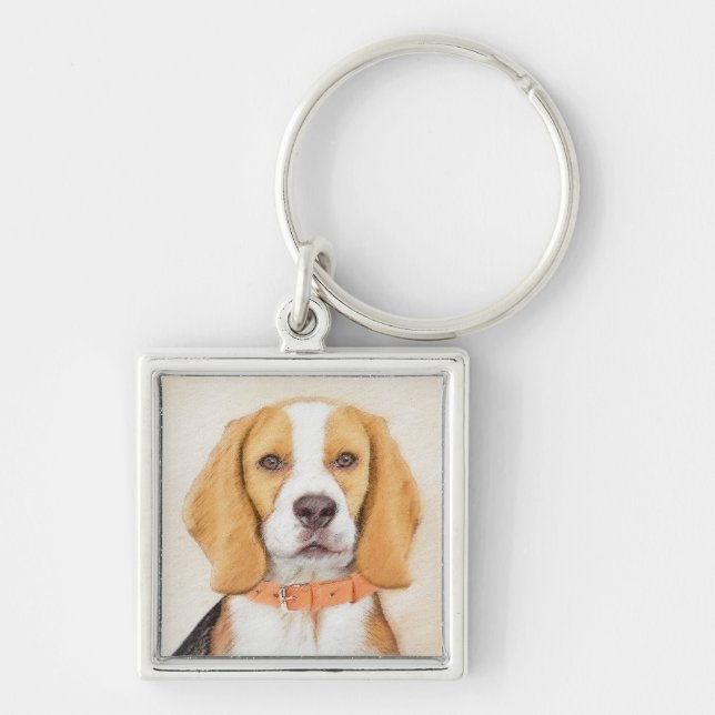 Llavero Beagle Hound Dog Pintura original de animales (Frente)