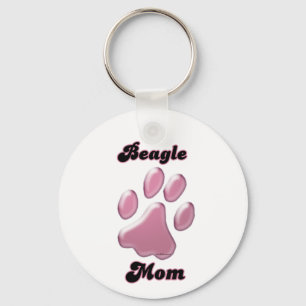 Llavero Beagle Mom Pink Pawprint Keychain