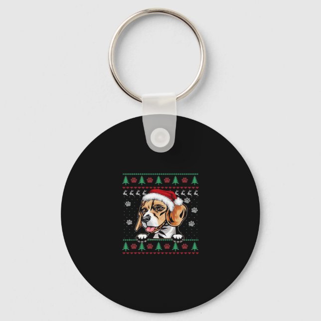 Llavero Beagle Navidades Uglyer Dog Xmas camiseta sobredim (Anverso)