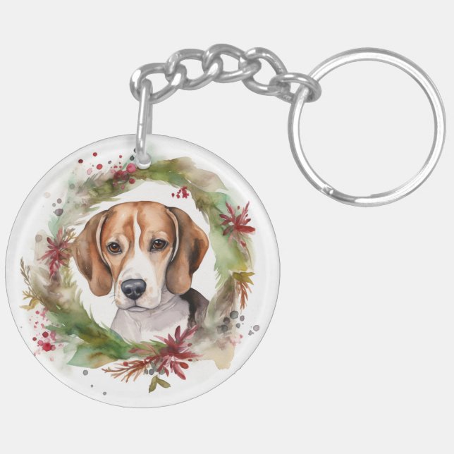 Llavero Beagle Navidades Wreath Festimes Pup (Izquierda Bajo)
