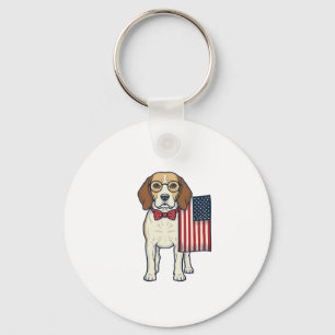 Llavero Beagle Patriótico con Bandera Arte Vectorial Vinta