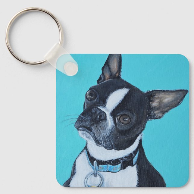 Llavero Beans the Boston Terrier Painting Keychain (Anverso)