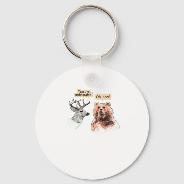Llavero Bear And Deer Conversation Funny Wildlife Keychain (Anverso)