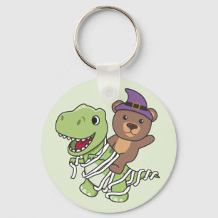 Llavero Bear Happy Halloween T-rex Mummy Costume Keychain