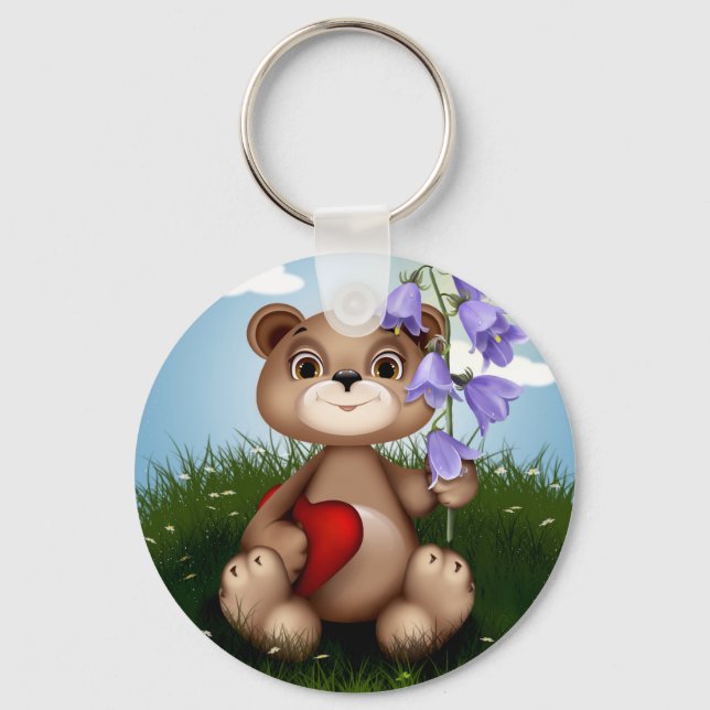 Llavero Bear Holding Bouquet Flower-30926 (Anverso)