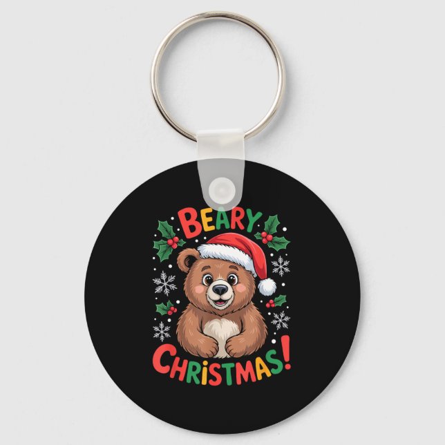 Llavero Beary Christmas Cute Bear Santa Funny Holiday  (Anverso)