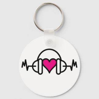 Llavero Beats of Love | Corazón rosado con pulso y auricul