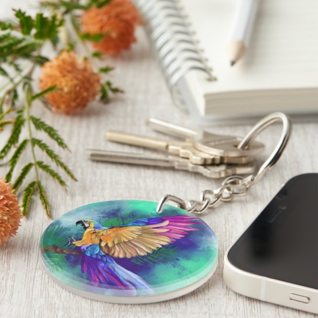 Llavero Beautiful Colorful Parrot Keychain (Frente Derecha)