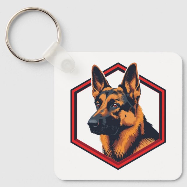 Llavero Beautiful German Shepard In A Six Sided Frame (Anverso)